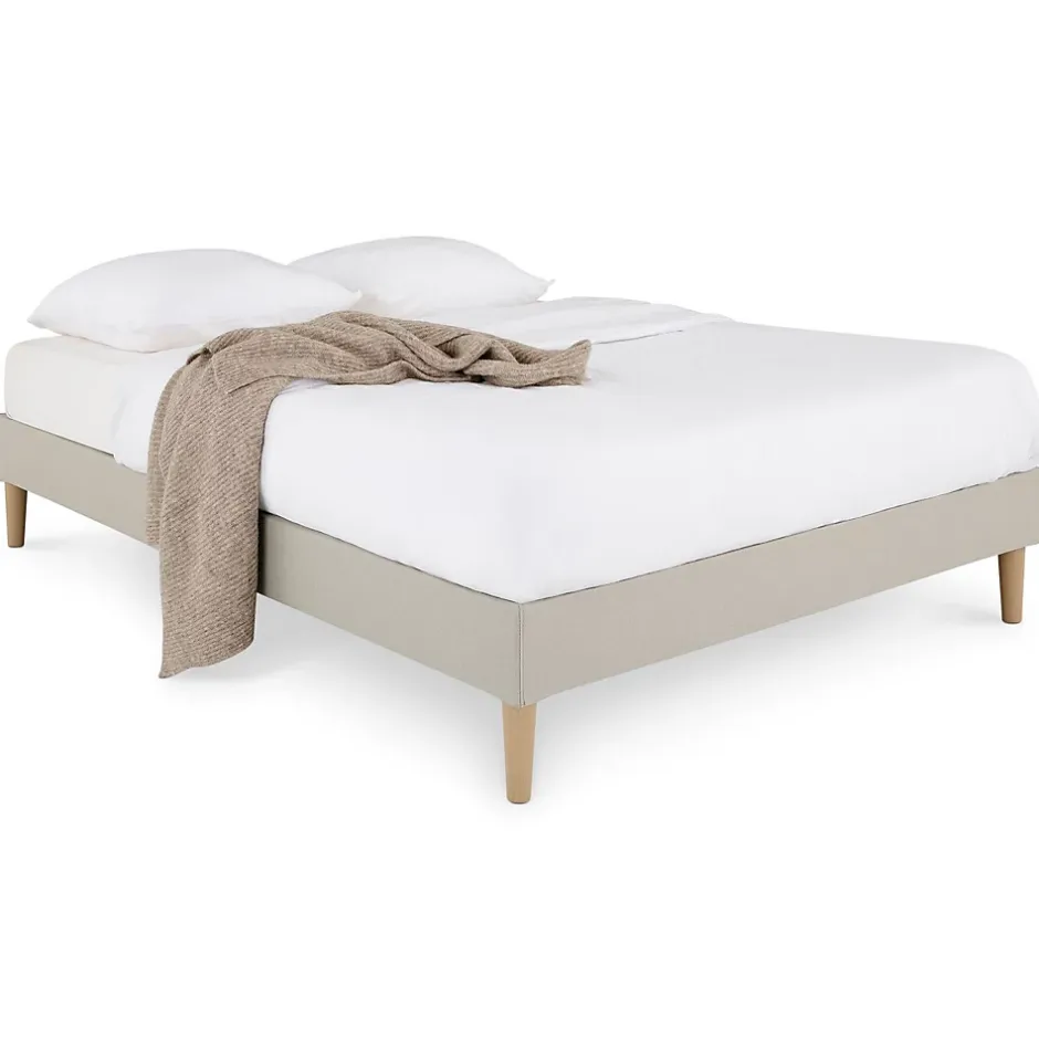 Idimex Sommier tapissier BREST 160 x 200 cm revêtement tissu - Beige