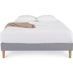 Idimex Sommier tapissier BREST 160 x 200 cm revêtement tissu - Gris Clearance