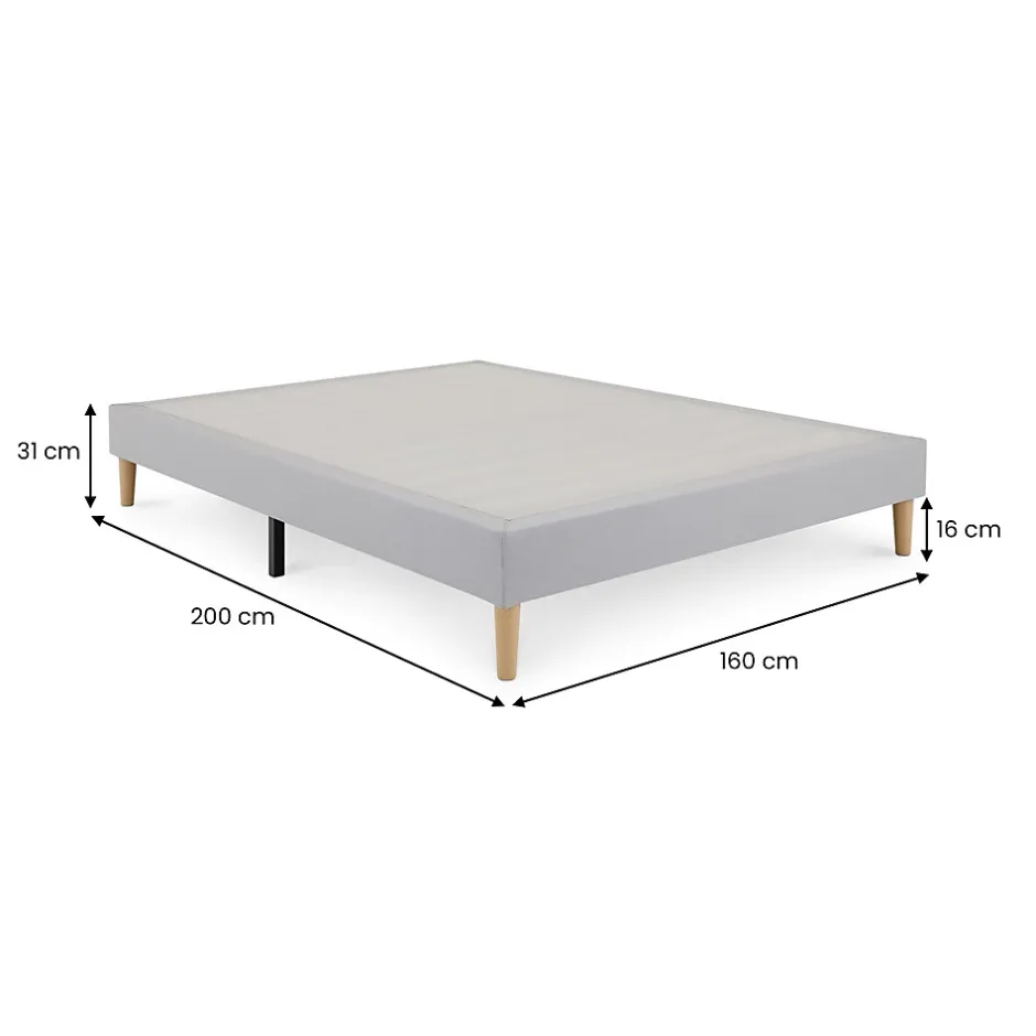Idimex Sommier tapissier BREST 160 x 200 cm revêtement tissu - Gris Clearance