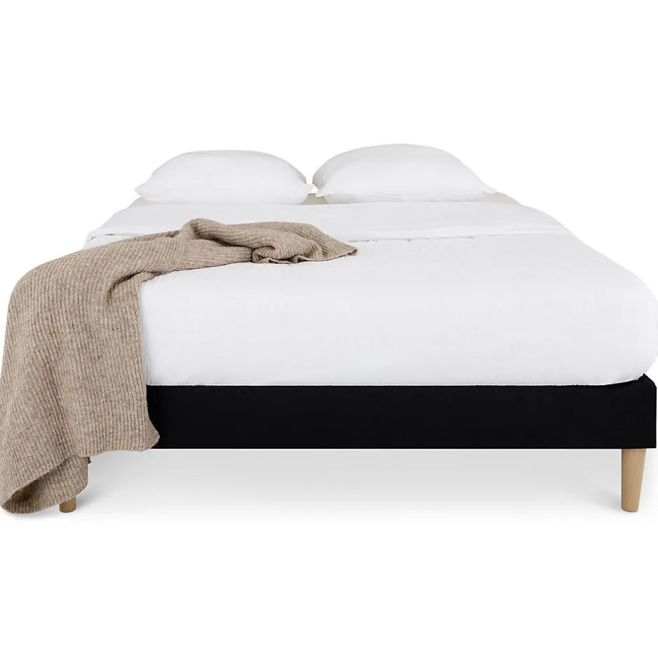 Idimex Sommier tapissier BREST 160 x 200 cm revêtement tissu - Noir
