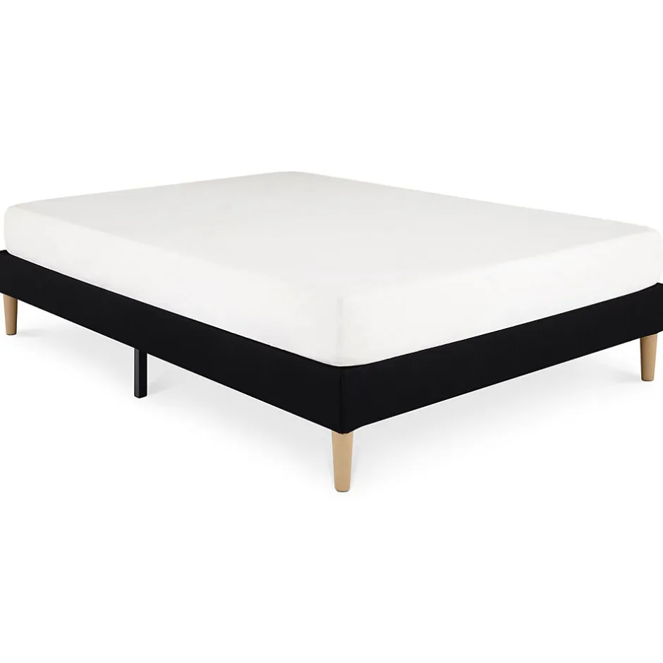 Idimex Sommier tapissier BREST 160 x 200 cm revêtement tissu - Noir