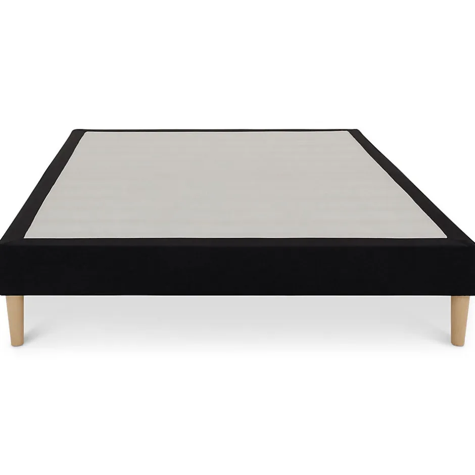 Idimex Sommier tapissier BREST 160 x 200 cm revêtement tissu - Noir