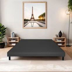 Bellecour Sommier tapissier Capucine 160x200 cm Epaisseur 13 cm Gris anthracite (pieds non inclus) Discount