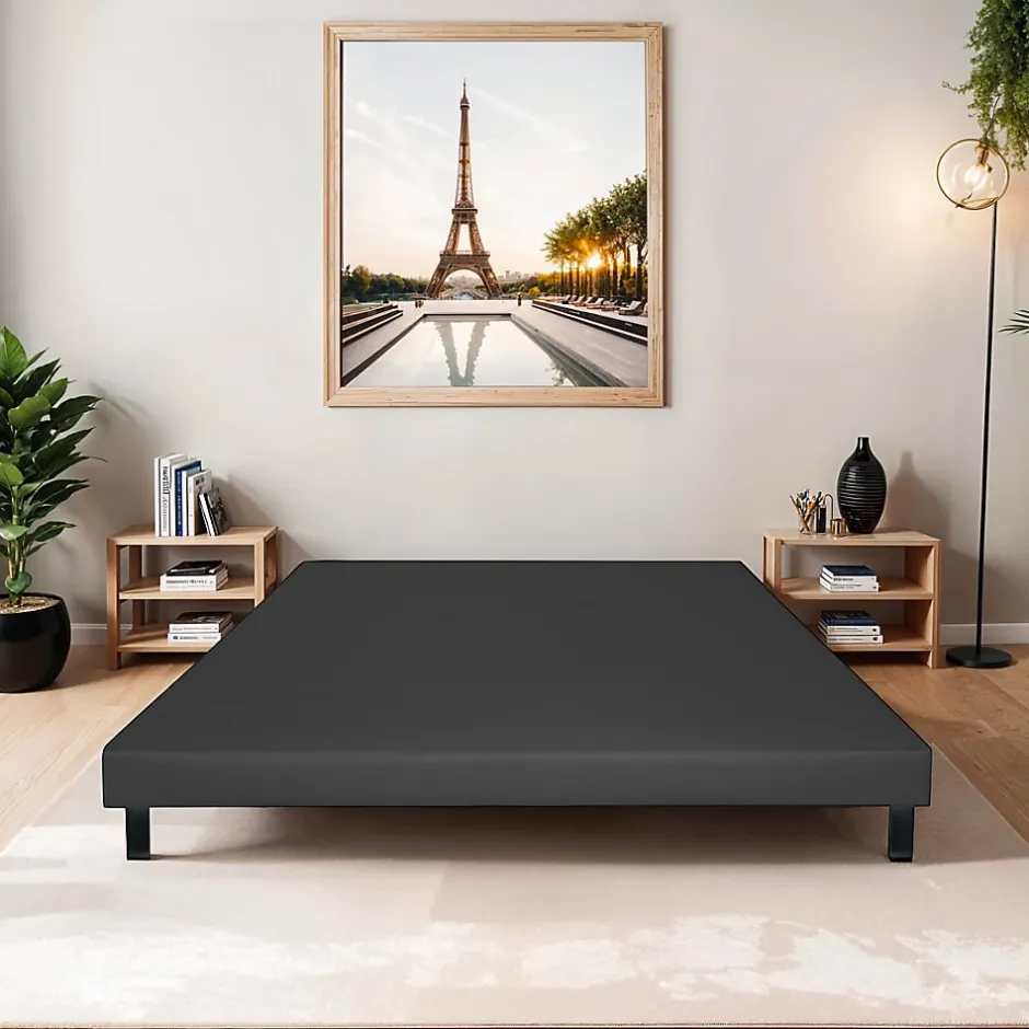 Bellecour Sommier tapissier Capucine 160x200 cm Epaisseur 13 cm Gris anthracite (pieds non inclus) Discount
