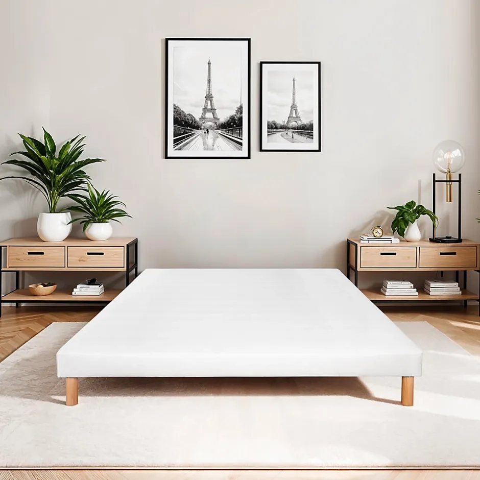 Bellecour Sommier tapissier Constantine 80x200 cm Epaisseur 18 cm Blanc (pieds non inclus) Discount