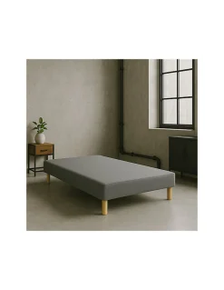 By Sommiflex. SOMMIER TAPISSIER GRIS 160x200 cm FABRICATION FRANÇAISE ARTISANALE PIEDS OFFERTS HAUTEUR avec PIEDS 27 cm