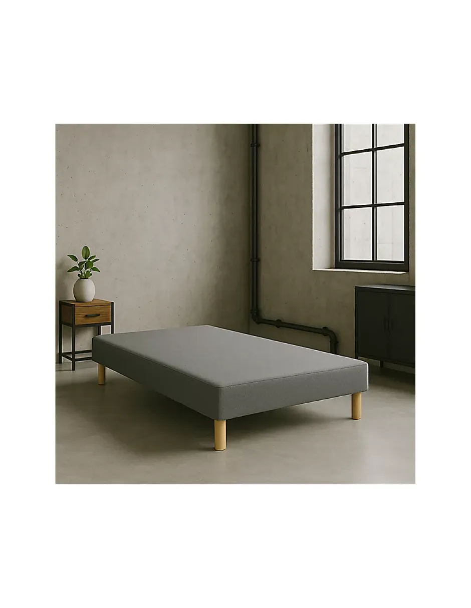 By Sommiflex. SOMMIER TAPISSIER GRIS 120x190 cm FABRICATION FRANÇAISE ARTISANALE PIEDS OFFERTS HAUTEUR avec PIEDS 27 cm Hot
