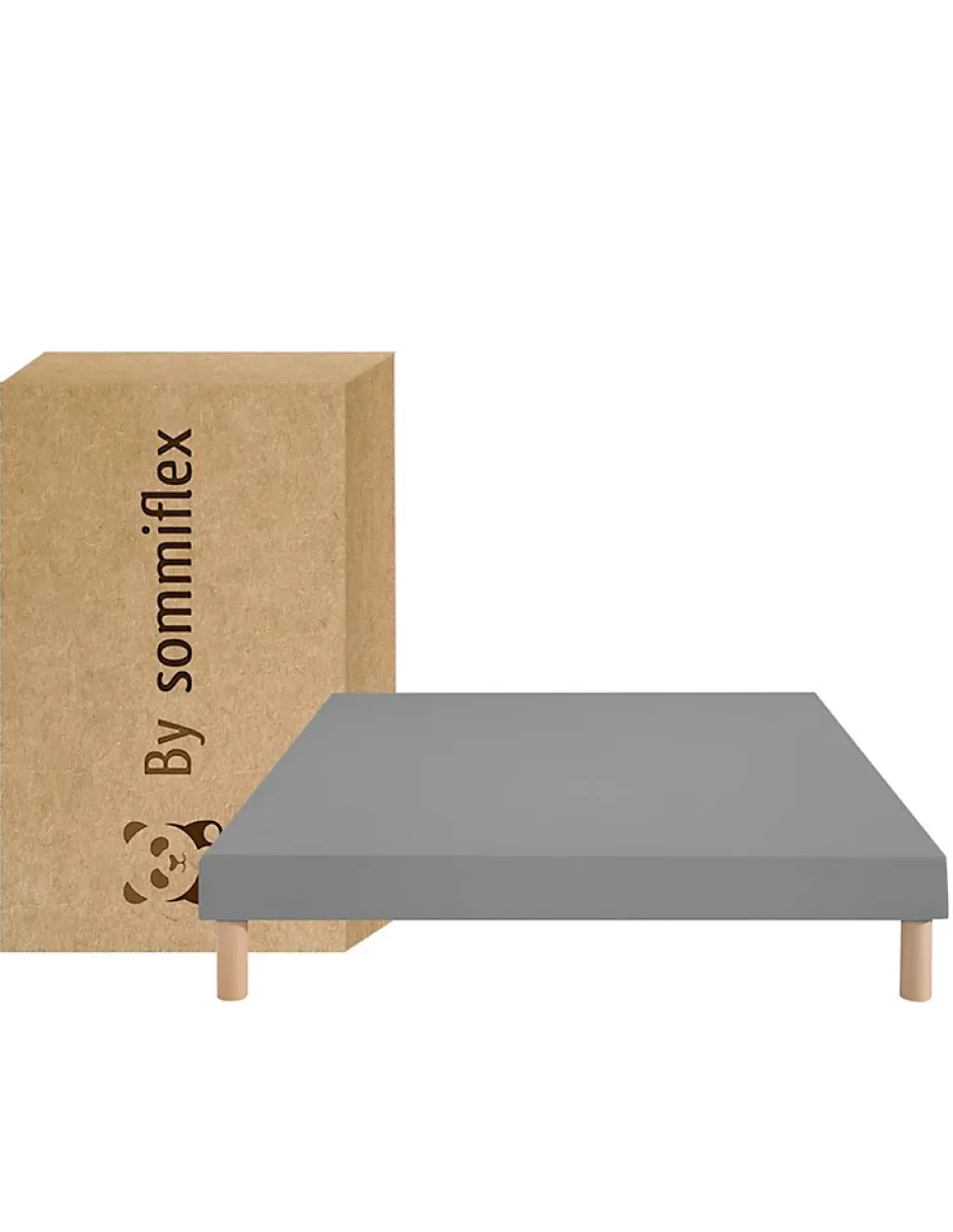 By Sommiflex. SOMMIER TAPISSIER GRIS 130x200 cm FABRICATION FRANÇAISE ARTISANALE PIEDS OFFERTS HAUTEUR avec PIEDS 27 cm Clearance