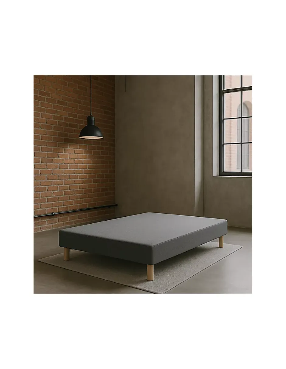 By Sommiflex. SOMMIER TAPISSIER GRIS 130x200 cm FABRICATION FRANÇAISE ARTISANALE PIEDS OFFERTS HAUTEUR avec PIEDS 27 cm Clearance