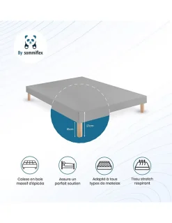 By Sommiflex. SOMMIER TAPISSIER GRIS 140x190 cm FABRICATION FRANÇAISE ARTISANALE PIEDS OFFER Best