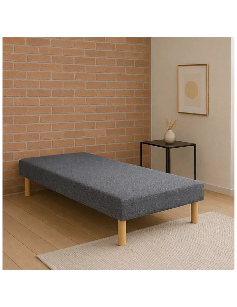 By Sommiflex. SOMMIER TAPISSIER GRIS 90x200 cm FABRICATION FRANÇAISE ARTISANALE PIEDS OFFERTS HAUTEUR avec PIEDS 27 cm
