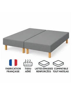 By Sommiflex. SOMMIER TAPISSIER GRIS 70x190x2 (140x190) FABRICATION FRANÇAISE ARTISANALE PIEDS OFFERTS HAUTEUR avec PIEDS 27 cm