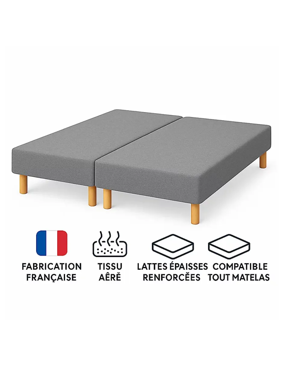 By Sommiflex. SOMMIER TAPISSIER GRIS 70x200x2 (140x200) FABRICATION FRANÇAISE ARTISANALE PIEDS OFFERTS HAUTEUR avec PIEDS 27 cm Best