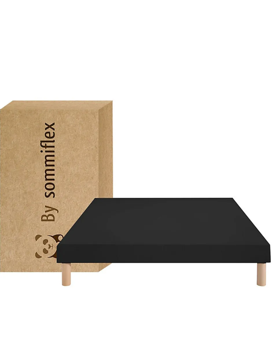 By Sommiflex. SOMMIER TAPISSIER NOIR 120x190 cm FABRICATION FRANÇAISE ARTISANALE PIEDS OFFERTS HAUTEUR avec PIEDS 27 cm