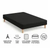 By Sommiflex. SOMMIER TAPISSIER NOIR 140x190 cm FABRICATION FRANÇAISE ARTISANALE PIEDS OFFERTS HAUTEUR avec PIEDS 27 cm