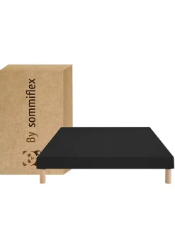 By Sommiflex. SOMMIER TAPISSIER NOIR 160x200 cm FABRICATION FRANÇAISE ARTISANALE PIEDS OFFERTS HAUTEUR avec PIEDS 27 cm