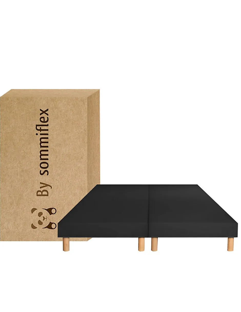 By Sommiflex. SOMMIER TAPISSIER NOIR 90x200x2 (180x200) FABRICATION FRANÇAISE ARTISANALE PIEDS OFFERTS HAUTEUR avec PIEDS 27 cm