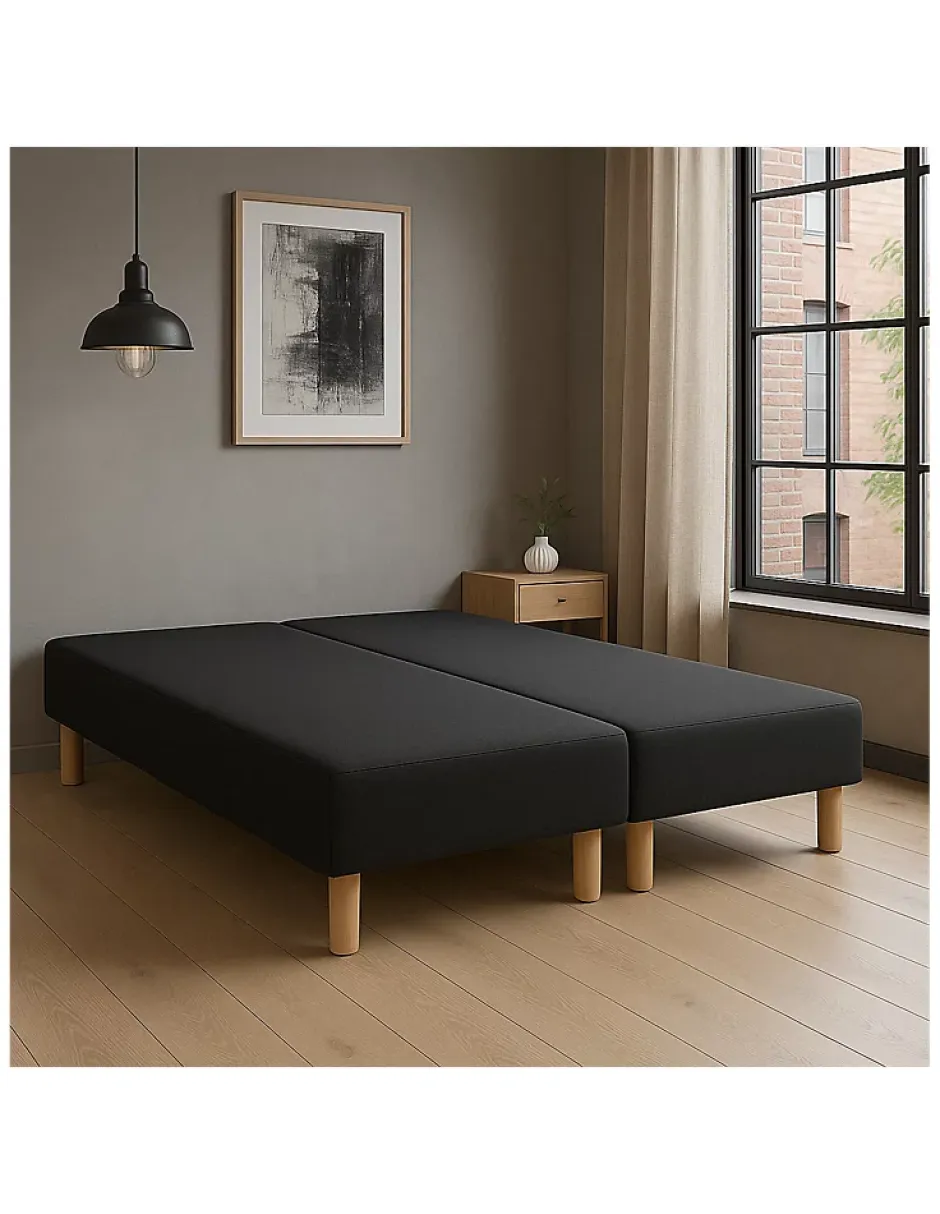 By Sommiflex. SOMMIER TAPISSIER NOIR 100x200x2 (200x200) FABRICATION FRANÇAISE ARTISANALE PIEDS OFFERTS HAUTEUR avec PIEDS 27 cm