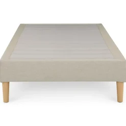 Idimex Sommier tapissier PAIMPOL 90 x 190 cm revêtement tissu - Beige Discount