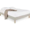 Idimex Sommier tapissier QUIMPER 140 x 190 cm revêtement tissu - Beige