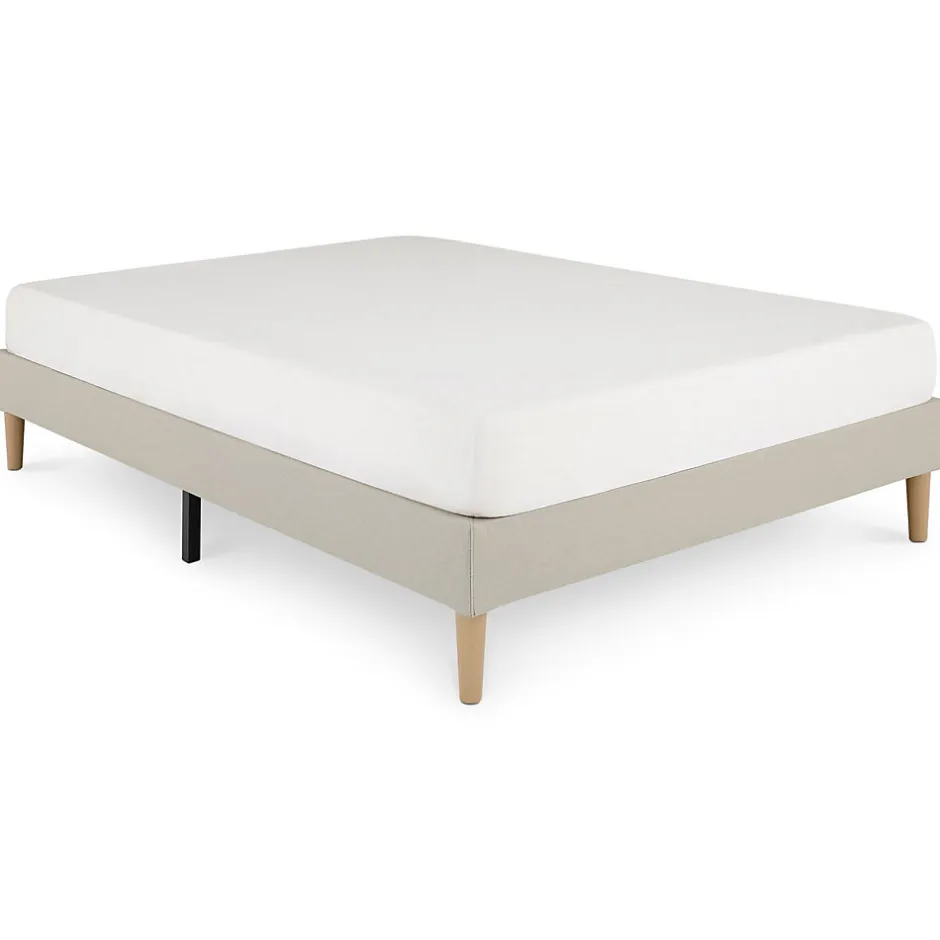 Idimex Sommier tapissier QUIMPER 140 x 190 cm revêtement tissu - Beige
