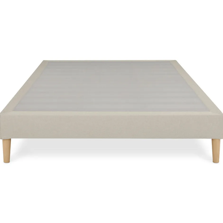 Idimex Sommier tapissier QUIMPER 140 x 190 cm revêtement tissu - Beige
