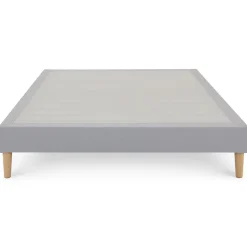 Idimex Sommier tapissier QUIMPER 140 x 190 cm revêtement tissu - Gris Discount