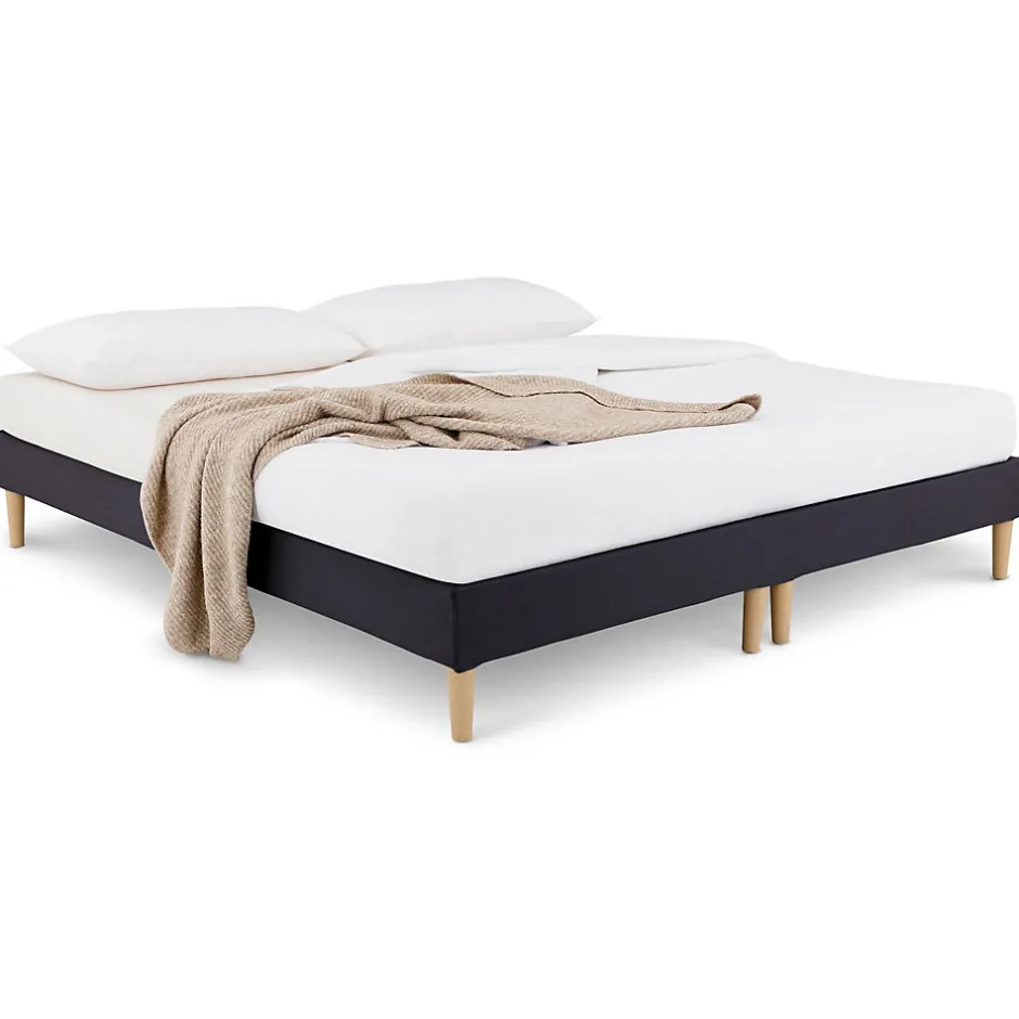 Idimex Sommier tapissier RENNES 180 x 200 cm revêtement tissu - Noir