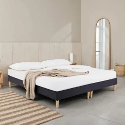 Idimex Sommier tapissier RENNES 180 x 200 cm revêtement tissu - Noir