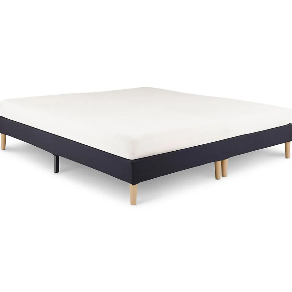 Idimex Sommier tapissier RENNES 180 x 200 cm revêtement tissu - Noir