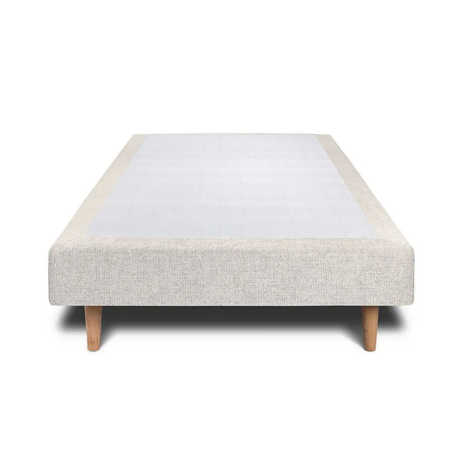 Sommeil De Plomb Sommier Tapissier Tissu Beige clair 100x200 H35cm New