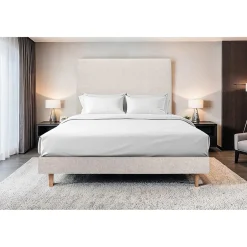 Sommeil De Plomb Sommier Tapissier Tissu Beige clair 135x190 H29cm