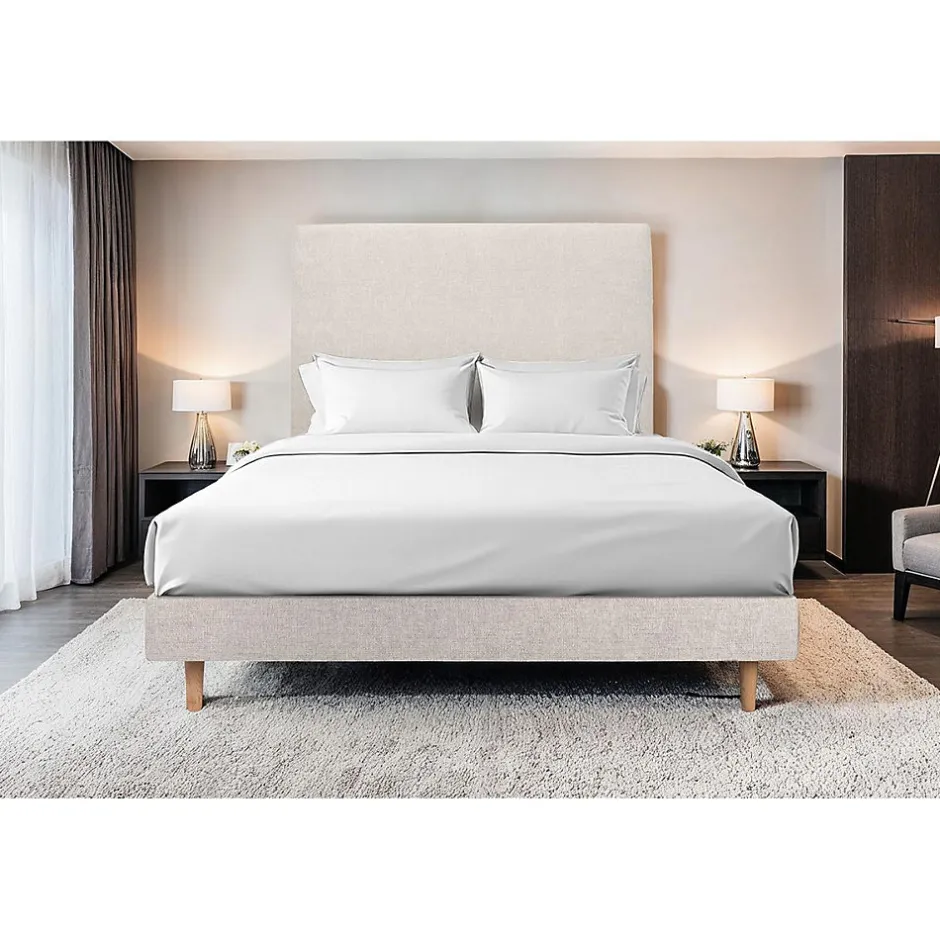 Sommeil De Plomb Sommier Tapissier Tissu Beige clair 135x190 H29cm