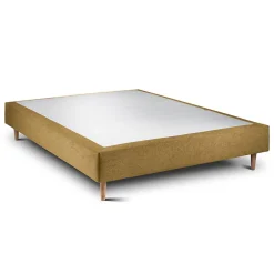 Sommeil De Plomb Sommier Tapissier Tissu Jaune 140x190 H35cm
