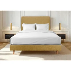 Sommeil De Plomb Sommier Tapissier Tissu Jaune 135x190 H29cm Best