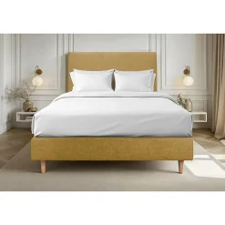 Sommeil De Plomb Sommier Tapissier Tissu Jaune 150x190 H35cm Hot