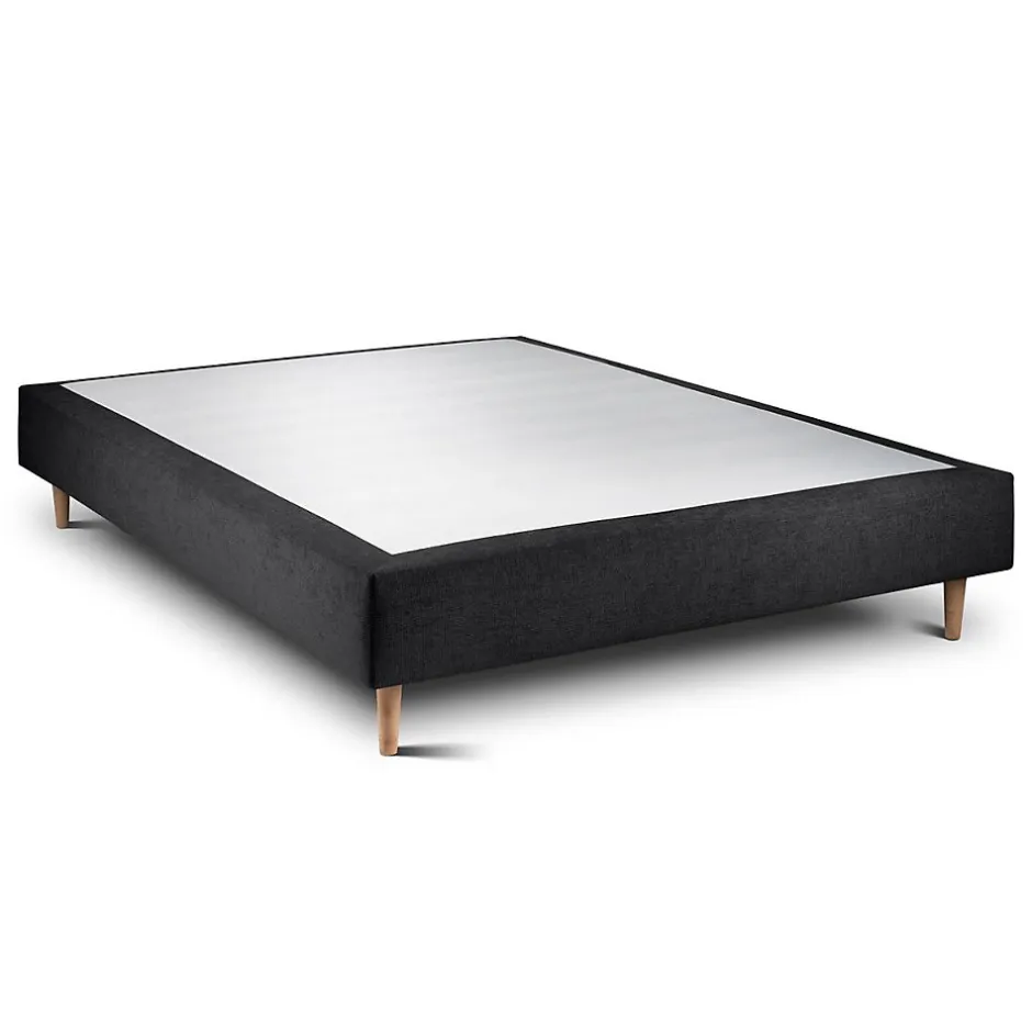 Sommeil De Plomb Sommier Tapissier Tissu Noir 150x200 H35cm