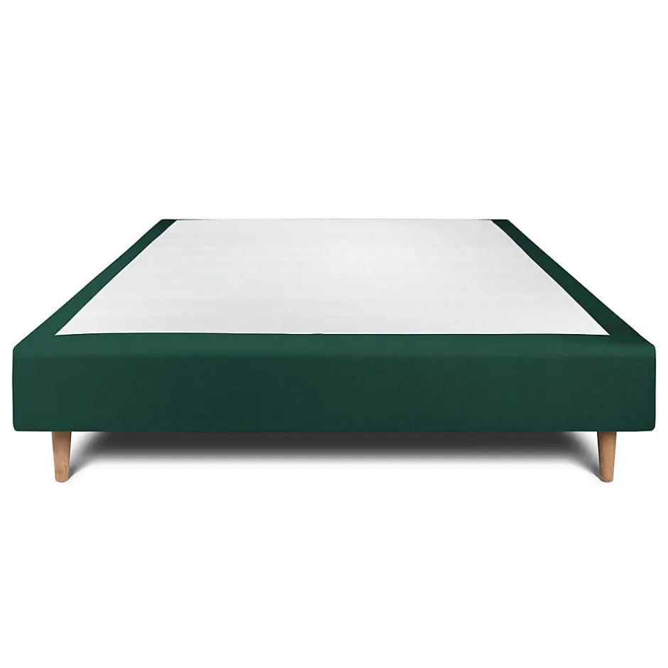 Sommeil De Plomb Sommier Tapissier Velours Vert 140x190 H35cm
