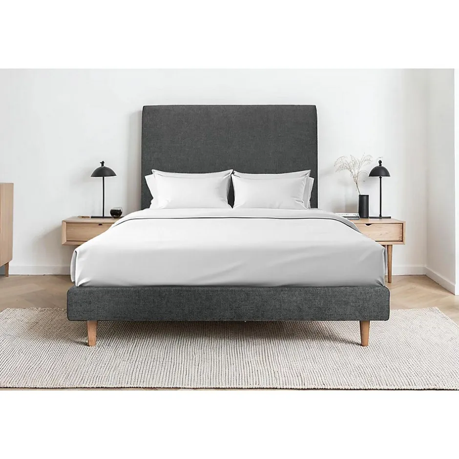 Sommeil De Plomb Sommier Tapissier Velours Gris anthracite 150x200 H29cm Hot