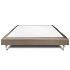 Sommeil De Plomb Sommier Tapissier Velours Taupe 135x190 H29cm