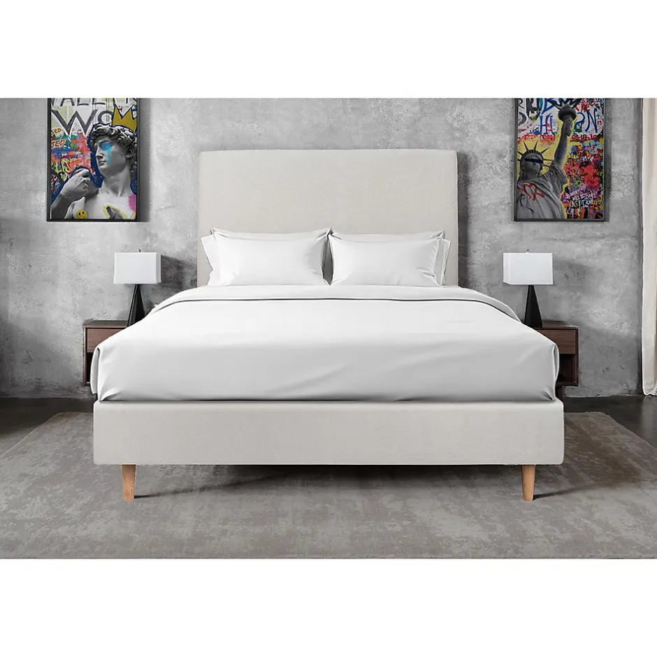 Sommeil De Plomb Sommier Tapissier Velours Gris clair 150x200 H35cm