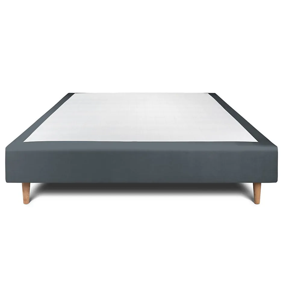 Sommeil De Plomb Sommier Tapissier Velours Gris anthracite 140x190 H35cm