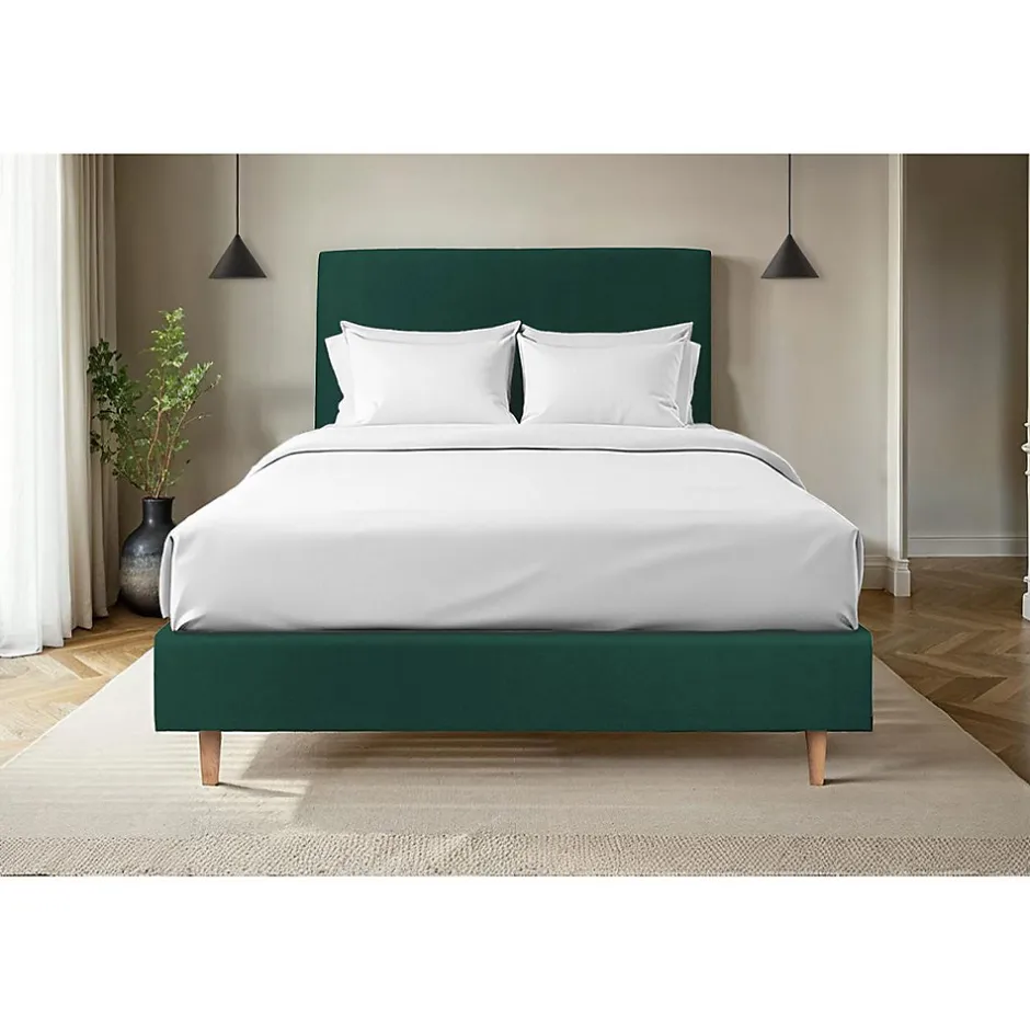 Sommeil De Plomb Sommier Tapissier Velours Vert 135x190 H35cm