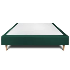Sommeil De Plomb Sommier Tapissier Velours Vert 135x190 H35cm