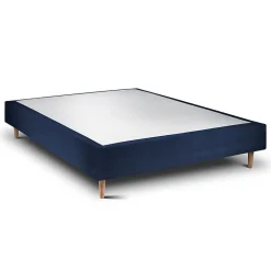 Sommeil De Plomb Sommier Tapissier Velours Bleu 160x200 H35cm