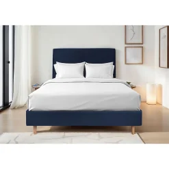 Sommeil De Plomb Sommier Tapissier Velours Bleu 160x200 H35cm