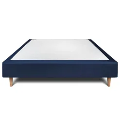 Sommeil De Plomb Sommier Tapissier Velours Bleu 160x200 H35cm