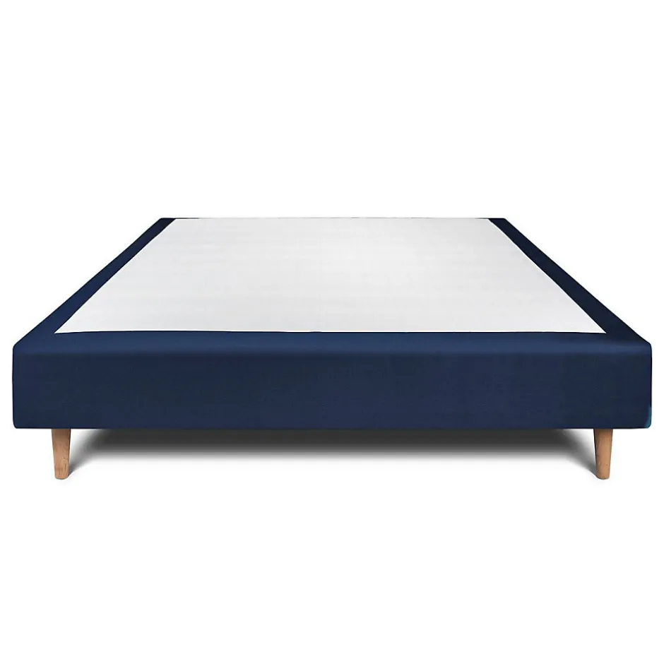 Sommeil De Plomb Sommier Tapissier Velours Bleu 160x200 H35cm