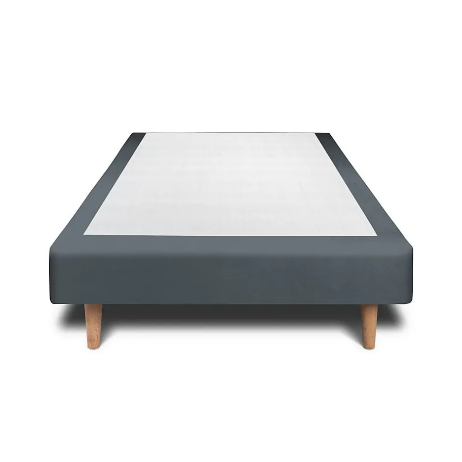 Sommeil De Plomb Sommier Tapissier Velours Gris anthracite 90x200 H35cm