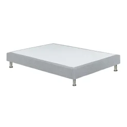 Meubletmoi Sommier tapissier 160x200 cm en tissu gris et pieds métal - REMIMOS